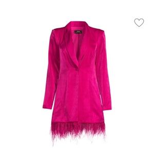 NWT AIDAN MATTOX
Feather Trim Satin Mini Tuxedo Dress